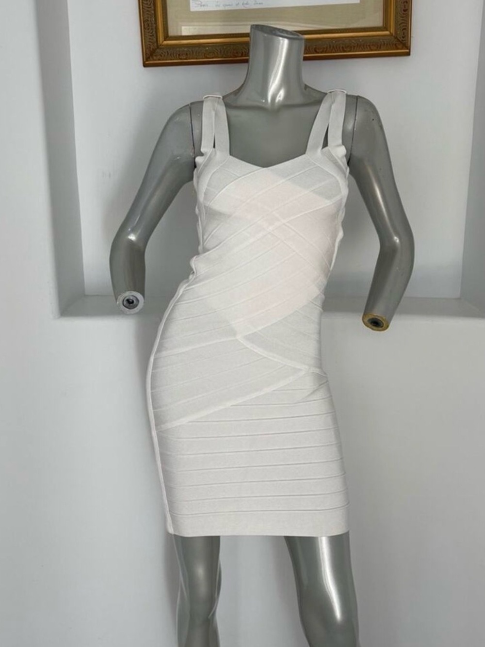 Stretta White Bandage Bodycon Mini Dress - Double Strap
